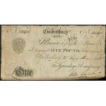 Goldsithney Bank, Cornwall (Gundrys & Company), £1, 20 May 1818, serial number 204, (Outing 833a,14