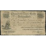 Plymouth Dock Bank Devonshire (Thomas Clinton Shiells and Henry Incledon Johns), £1 (2), 1820, 1823