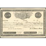 Ionian Bank, proof £2 on card, Zante, 184-, black and white, (Pick S132 for type, Pitidis 211 for t