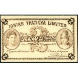 Ionian Bank Limited, proof 2 drachmai on card, 21 December 1885, (Pick S146),