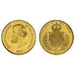 Brazil, Empire, Pedro II (1831-89), 10,000-Reis, 1853, older beared head left, rev. crowned arms wi