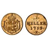 Austria, Franz II (Holy Roman Emperor 1792-1806), AE Heller, 1793 h, Günzburg (KM.-), extremely fin