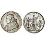 Italy, Rome, Pius VIII (1829-30), silver medal by G. Cebara, anno II, bust left, rev. ivstitia et p