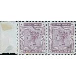 Great Britain 1883-84 white paper 2/6d. lilac horizontal pair from the left of the sheet, BA-BB,