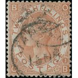 Great Britain 1867-80 2/- brown, OB, unclear circular cancellations, good colour and a sound examp