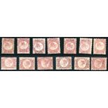 Great Britain 1870-79 ½d. rose-red, Plates 1-6 and 10-20, part original gum to unused; chiefly goo