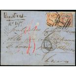 Victoria Registered Mail 1847-1876 Mail to Switzerland 1856 (20 Feb.) entire letter from Avoca to L