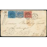 Victoria Registered Mail 1847-1876 Mail to France 1876 (25 Jan.) double rate envelope from Stawell