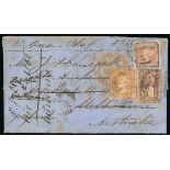 Victoria Registered Mail 1847-1876 Interstate Mail 1855 (5 Nov.) double rate entire letter from Lon
