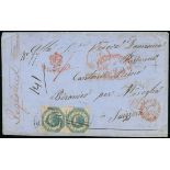 Victoria Registered Mail 1847-1876 Mail to Switzerland 1860 (5 Sept.) underpaid envelope from Dunno