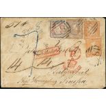 Victoria Registered Mail 1847-1876 Mail to Prussia 1857 (22 Dec.) envelope from Amherst to Heilgenb
