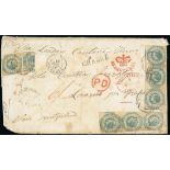 Victoria Registered Mail 1847-1876 Mail to Switzerland 1858 (11 May) treble rate envelope from Sand