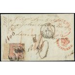 Victoria Registered Mail 1847-1876 Mail to Switzerland 1857 (Apr.) large part front and back to Loc