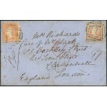 Victoria Registered Mail 1847-1876 Mail to United Kingdom 1857 (Nov.) envelope from Melbourne to Lo
