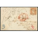 Victoria Registered Mail 1847-1876 Mail to United Kingdom 1857 (11 Apr.) envelope registered to Lon