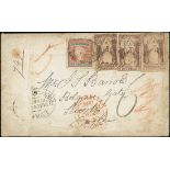 Victoria Registered Mail 1847-1876 Mail to United Kingdom 1855 (6 Sept.) envelope from Ballan to Le