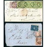 Victoria Registered Mail 1847-1876 Internal Mail 1850s fronts (2) from Melbourne to Bendigo bearing