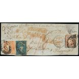 Victoria Registered Mail 1847-1876 Mail to Switzerland 1855 (Aug.) insufficiently paid large part e