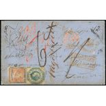 Victoria Registered Mail 1847-1876 Mail to Switzerland 1854 (26 Dec.) envelope from Coleraine to Lo