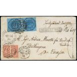 Victoria Registered Mail 1847-1876 Mail to Switzerland 1876 (14 Mar.) double rate envelope (opened