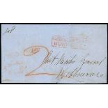 Victoria Registered Mail 1847-1876 Internal Mail 1853 (8 Mar.) front to Melbourne, rated "2" in red