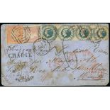 Victoria Registered Mail 1847-1876 Mail to Switzerland 1857 (6 June) double rate envelope from Sand