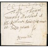 Great Britain Postal History The General Post, Bishop Marks 1661 (Nov.) entire letter from Yarmouth