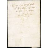 Great Britain Postal History 1602 entire letter from Branford (Suffolk) to Sir Bassinborne Gawdy Kn