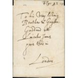 Great Britain Postal History 1634 (26 Sept.) entire letter To his very loving Brother Guybon Goddar