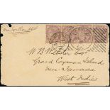 Cayman Islands Early Letters and Handstamps 1885 (2 Mar.) envelope from London via Southampton to G