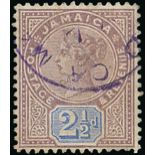 Cayman Islands Jamaica used in Cayman Islands "grand cayman/p.o." single-ring d.s. (Type 2) 2½d. du