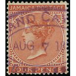 Cayman Islands Jamaica used in Cayman Islands "grand cayman/post office" oval datestamp in violet (