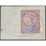 Cayman Islands Jamaica used in Cayman Islands "grand cayman/post office" oval datestamp in violet (