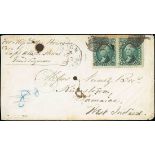 Cayman Islands Early Letters and Handstamps 1868 (10 Nov.) envelope to Jamaica via American packet,