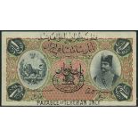 Imperial Bank of Persia, 1 toman, Teheran, 27 September 1922, black serial number O/D 068651, (Pick