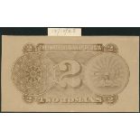 The Imperial Bank of Persia, reverse archival photograph showing a design for 2 toman, 1923.