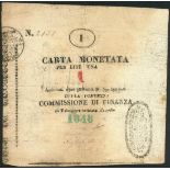 Assedio di Palmanova, 1 lire (2), 1848, serial numbers 1776 and 2131, (Pick S246b, Gavello 61, Crap