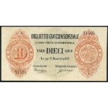 Federal Biglietti Gia Consorziale, 10 lire, Law of 1881, serial number 5 51404, (Pick 13, Gavello 1