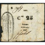 Assedio di Palmanova, 25 centismi, 1848, serial number 2967, (Pick S244, Gavello 59, Crapanzano-Giu