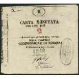 Assedio di Palmanova, 2 lire (2), 1848, serial numbers 2857 and 3022, (Pick S247, Gavello 62, Crapa