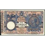 Treasury Biglietti di Stato, 5 lire (13), 1904, (Pick 23f, Gavello 35),