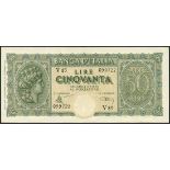 Banca d'Italia, 50 lire (4), 10 December 1944, series numbers (Pick 74, Gavello 143),