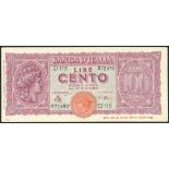 Banca d'Italia, 100 lire (10), 10 December 1944, (Pick 75, Gavello 287),