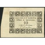 Stato Pontificio, Repubblica Romana, 10 bajocchi, 6 June 1849, no serial number, (Pick-, Gavello 17