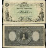 Federal Biglietti Gia Consorziale, 1000 lire, law of 1874, serial number S/14 7898, (Pick 9, Gavell