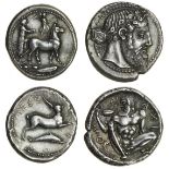 Electrotype copies (2), a Tetradrachm of Naxos in Sicily c.460 BC, head of Dionysos right, rev. ith