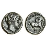 Kingdom of Macedon, Philip II (359-336 BC), AE 17mm, Macedonian mint, head of Apollo right, wearing