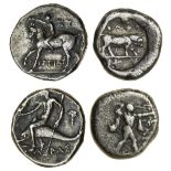 Calabria, Tarentum (c.272-240 BC), AR Stater, 6.50g, ephebe on horseback left, crowning its head wi