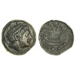 Roman Republic (c.214-212 BC), AE Sextans, 15.72g, Sicily (?), head of Mercury right, two pellets a