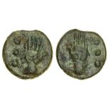 Roman Republic (c.265 BC), AE Quadrans, 61.87g, right hand, three pellets on left, rev. left hand,